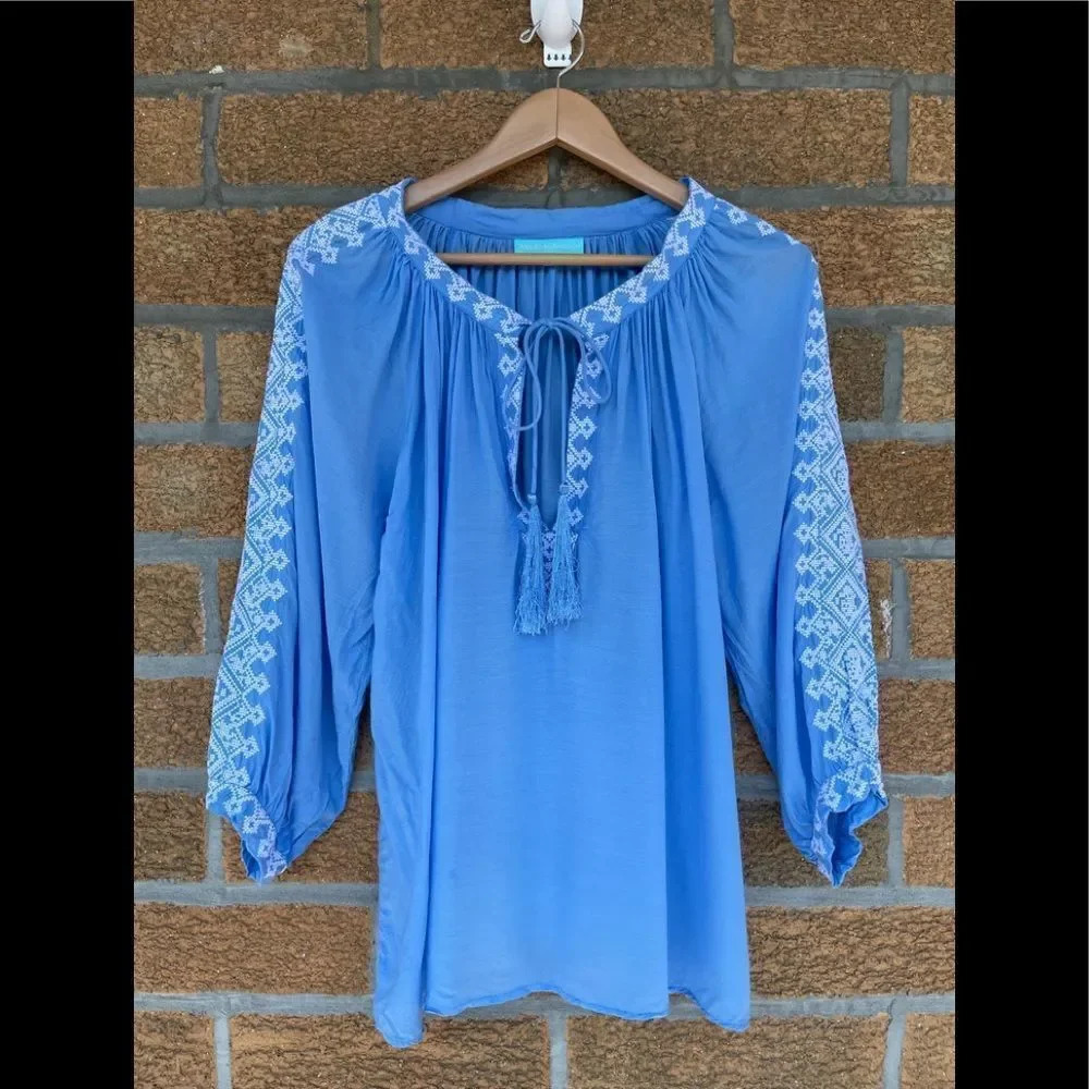 MELISSA ODABASH Melissa Odabash Embroidered Peasant Top large